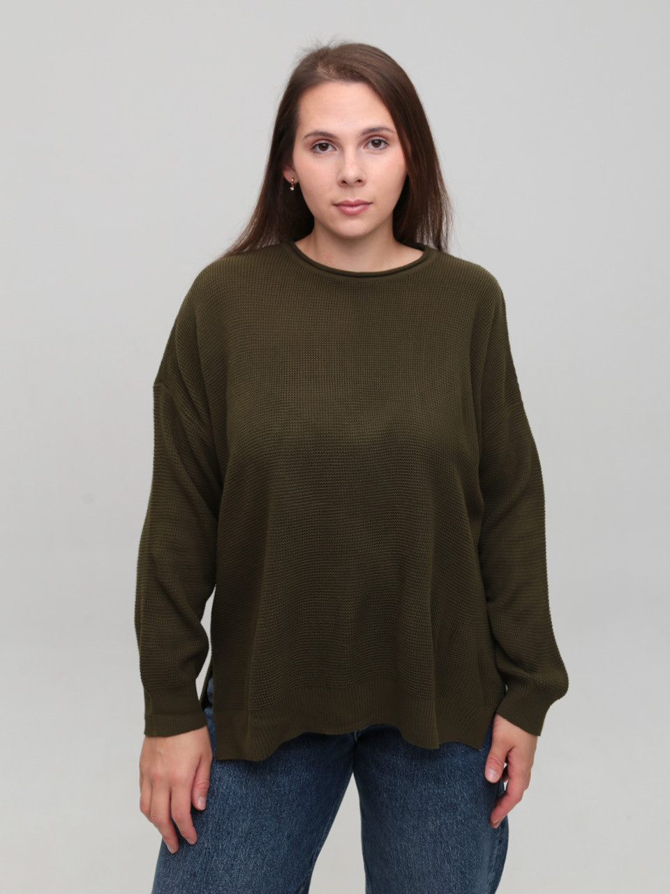Свитер женский тонкий зеленый прямой 10884-8-Т