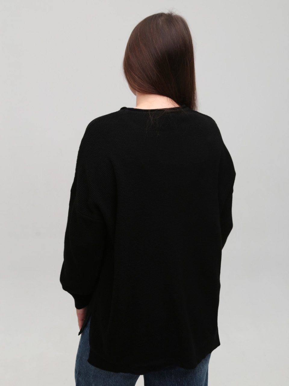 Свитер женский тонкий черный прямой 10884-1-Т