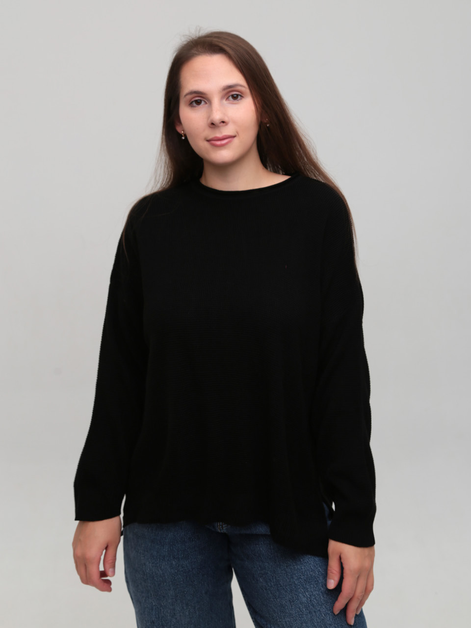 Свитер женский тонкий черный прямой 10884-1-Т