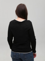 Лонгслів-сітка жіночий тонкий чорний прямий 12252-1-Т