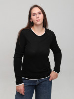 Лонгслів-сітка жіночий тонкий чорний прямий 12252-1-Т