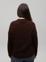 Свитер женский коричневый теплый укороченный 8533-9-Т