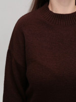 Свитер женский коричневый теплый укороченный 8533-9-Т