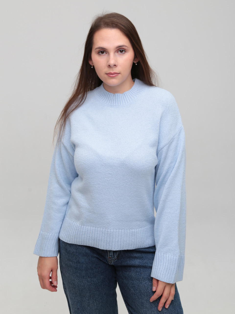 Свитер женский голубой теплый укороченный 8533-4-Т
