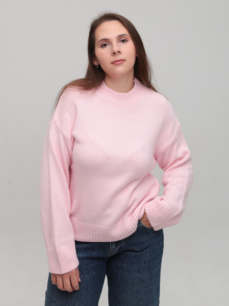 Светр жіночий рожевий теплий укорочений 8533-5-Т