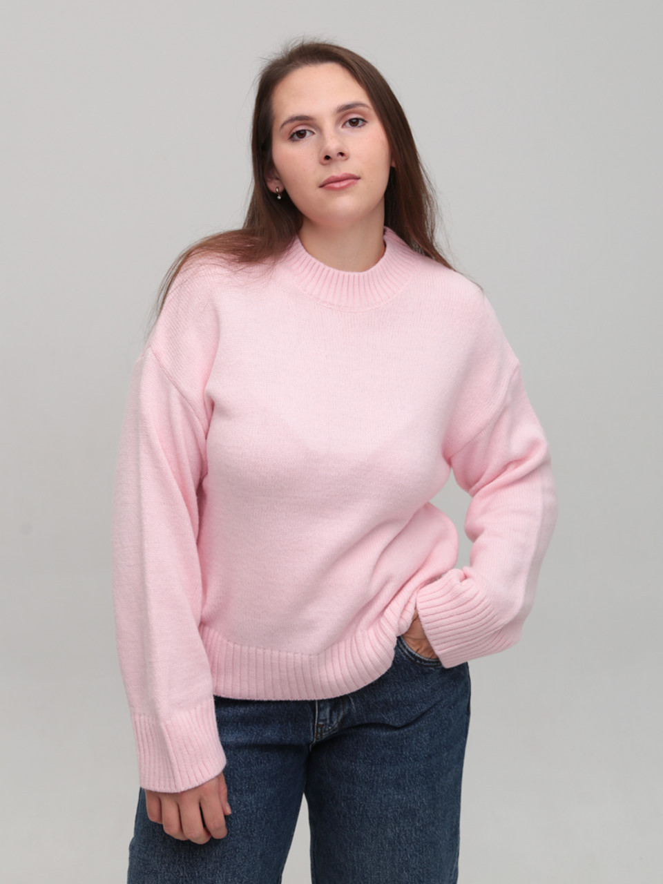 Светр жіночий рожевий теплий укорочений 8533-5-Т