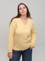 Светр жіночий жовтий теплий з V-подібним вирізом 8553-5-Т-V