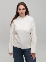 Свитер женский белый укороченный с горлом 8533-2-Т
