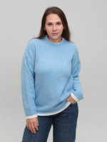 Свитер женский голубой теплый прямой 8535-4-Т