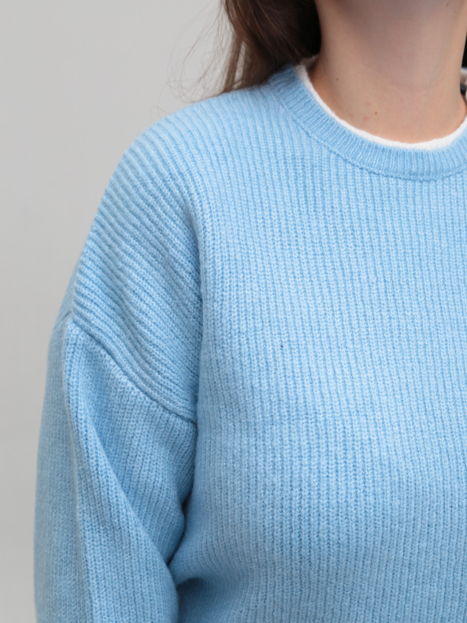 Свитер женский голубой теплый прямой 8535-4-Т