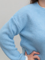 Свитер женский голубой теплый прямой 8535-4-Т