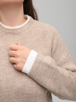 Свитер женский бежевый теплый прямой 8535-11-Т