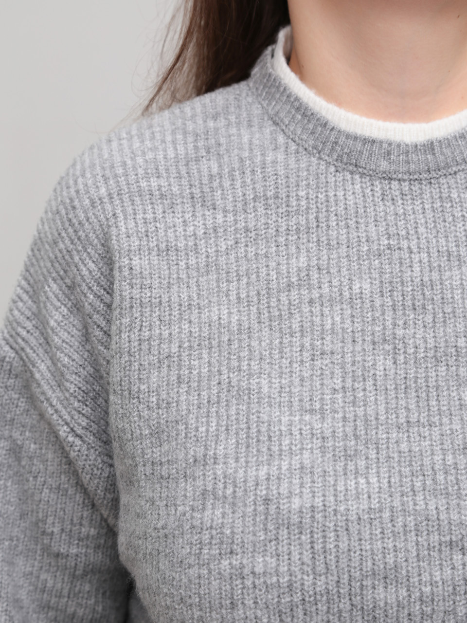 Свитер женский серый теплый прямой 8535-3-Т