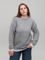 Свитер женский серый теплый прямой 8535-3-Т