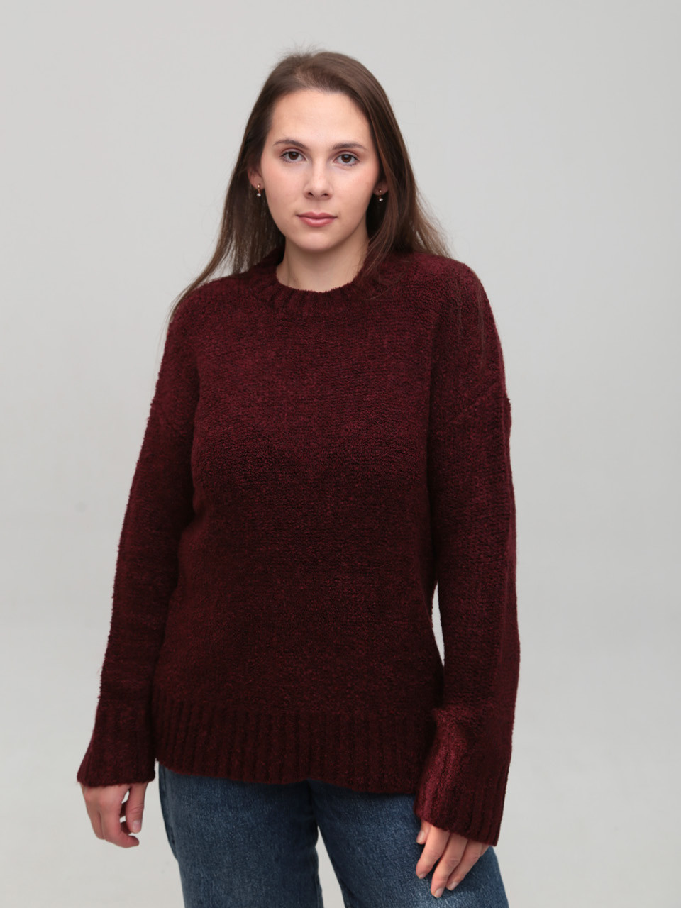 Светр жіночий бордовий теплий прямий 3033-7-Т