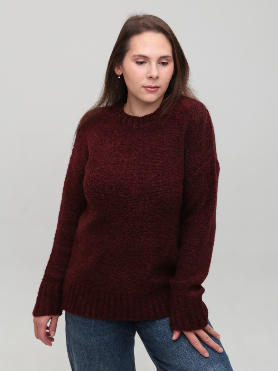 Светр жіночий бордовий теплий прямий 3033-7-Т