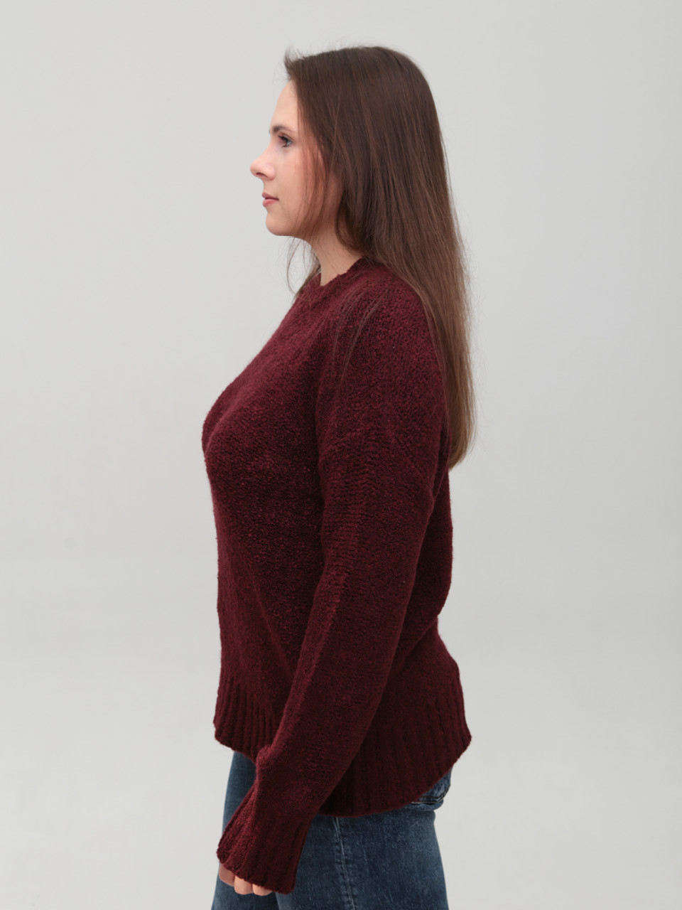 Светр жіночий бордовий теплий прямий 3033-7-Т
