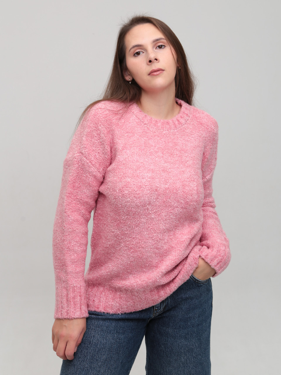Светр жіночий рожевий теплий прямий 3033-5-Т