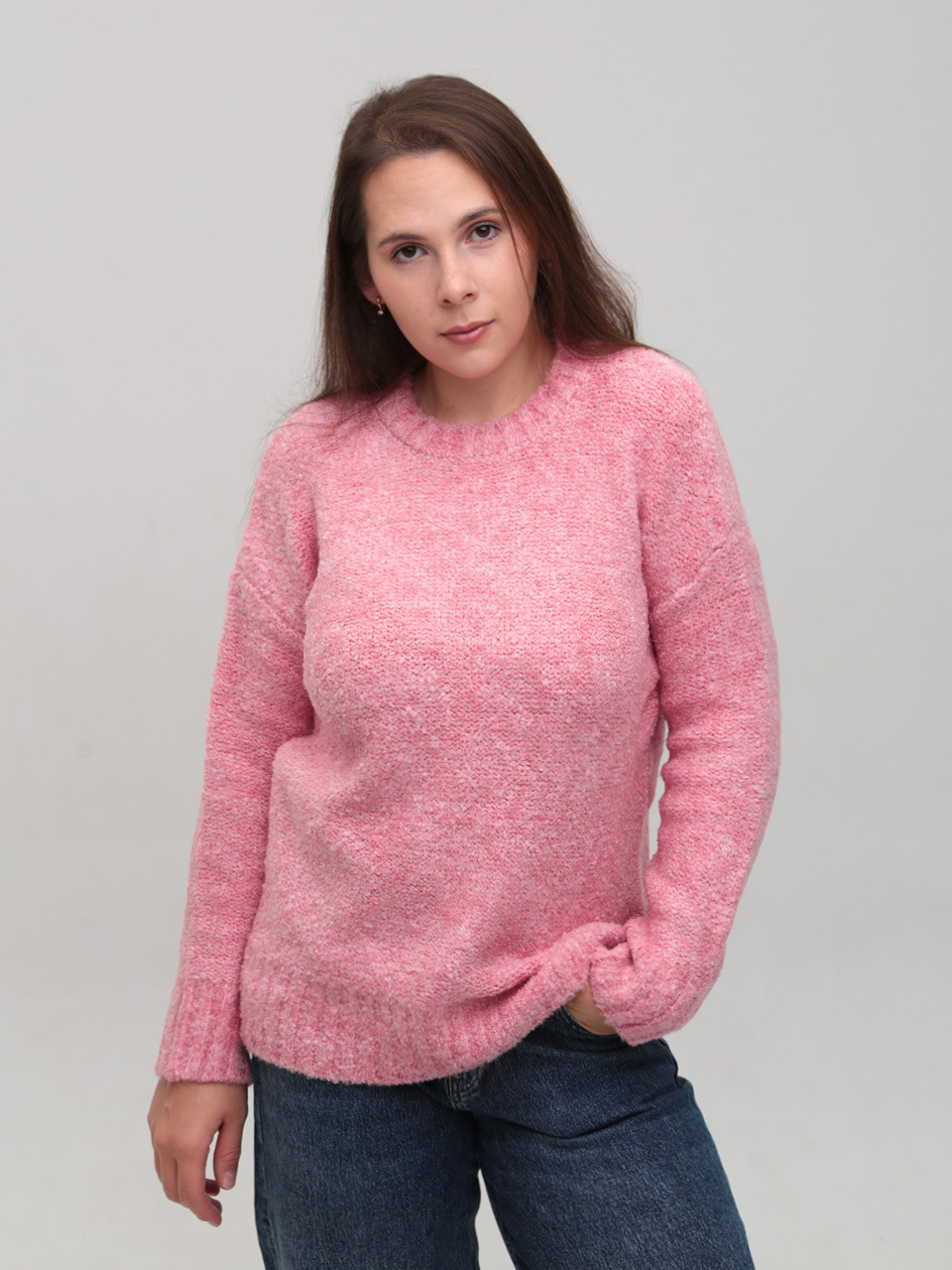 Светр жіночий рожевий теплий прямий 3033-5-Т