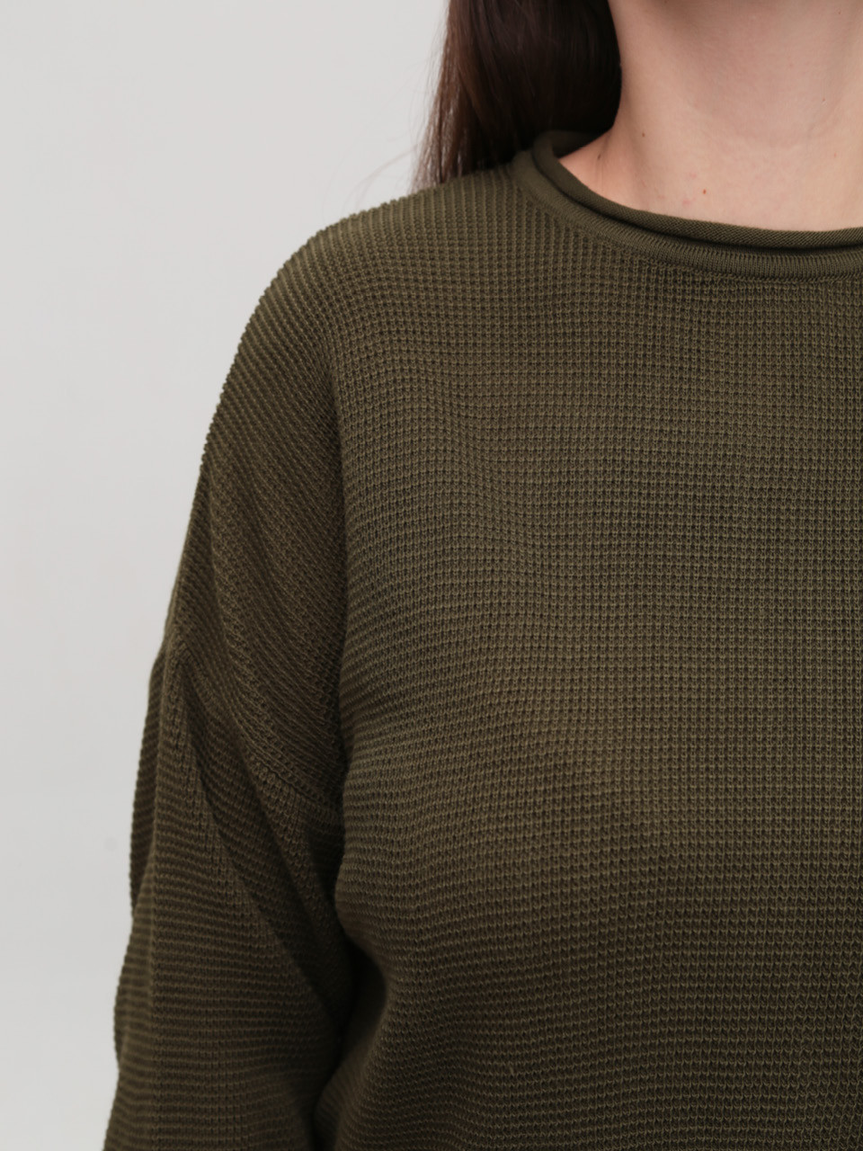 Светр жіночий хакі тонкий прямий 214281-8-Т