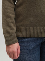 Свитер женский хаки теплый с V-образным вырезом 8553-8-Т-V