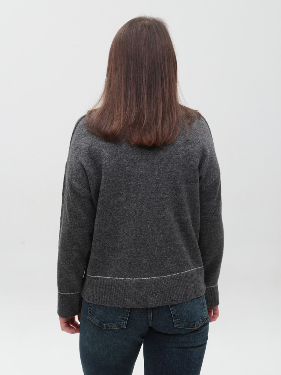 Светр жіночий сірий теплий вільний 8523-14-Т