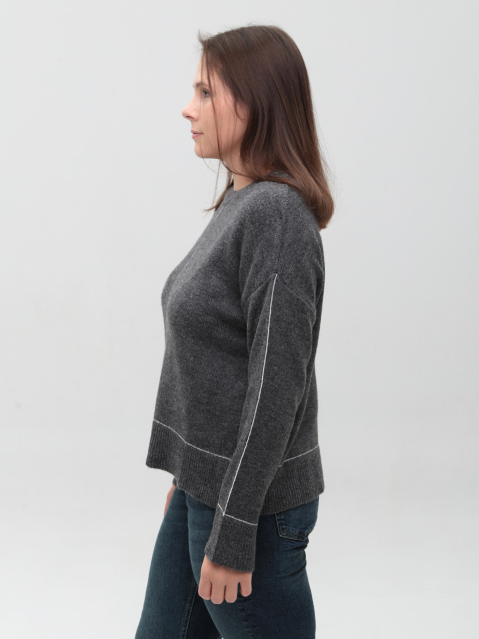 Светр жіночий сірий теплий вільний 8523-14-Т