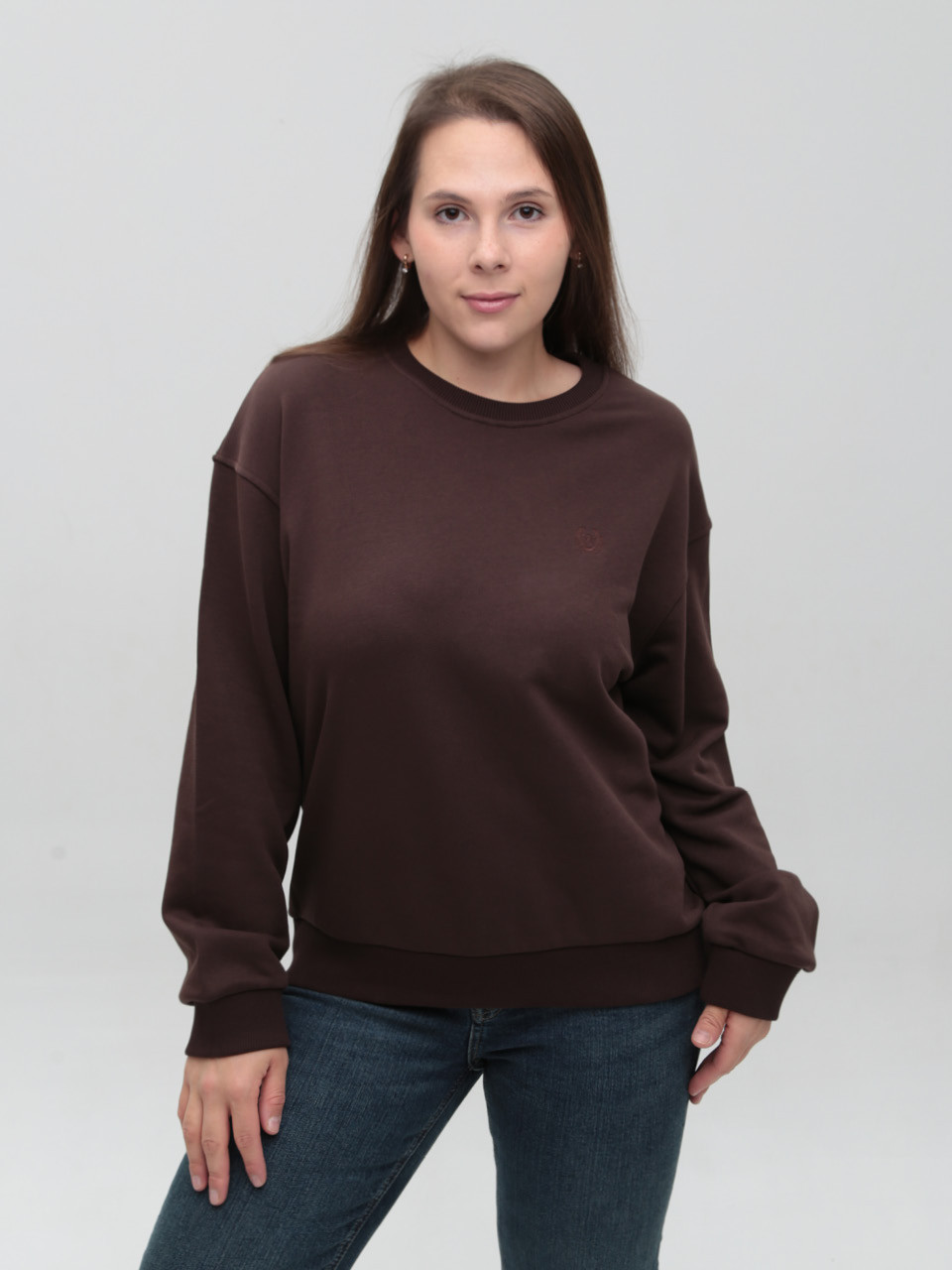 Свитшот женский коричневый свободный 3141-6