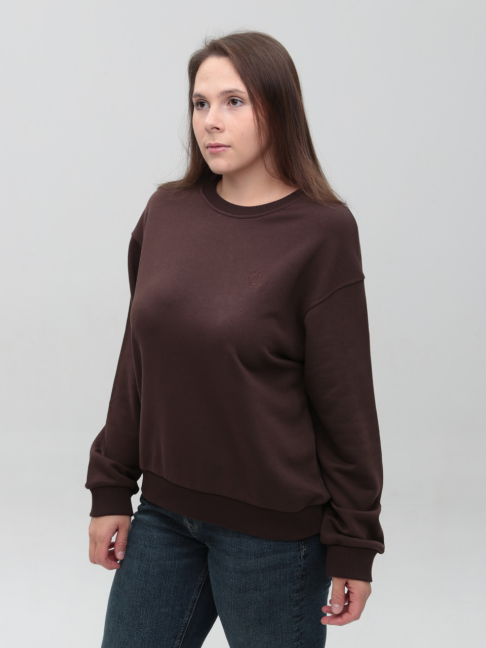Свитшот женский коричневый свободный 3141-6