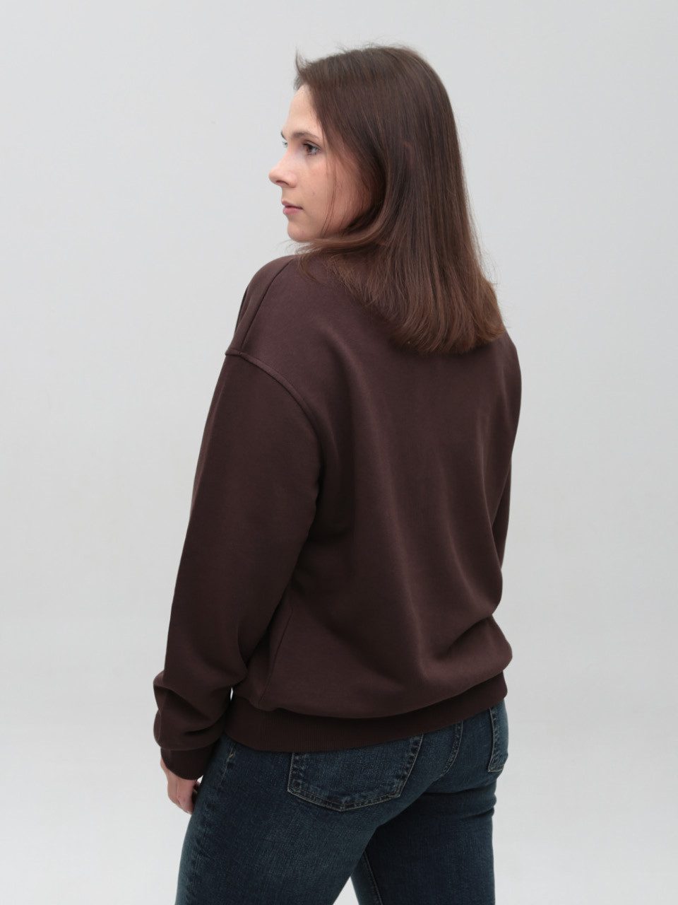 Свитшот женский коричневый свободный 3141-6