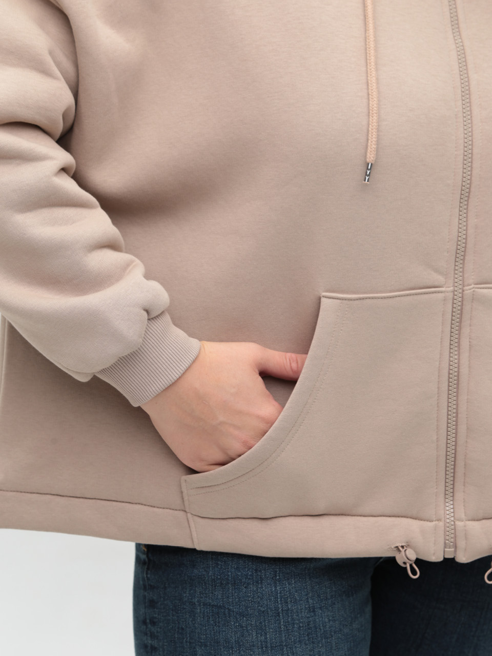 Толстовка жіноча бежева тепла оверсайз 2192-1