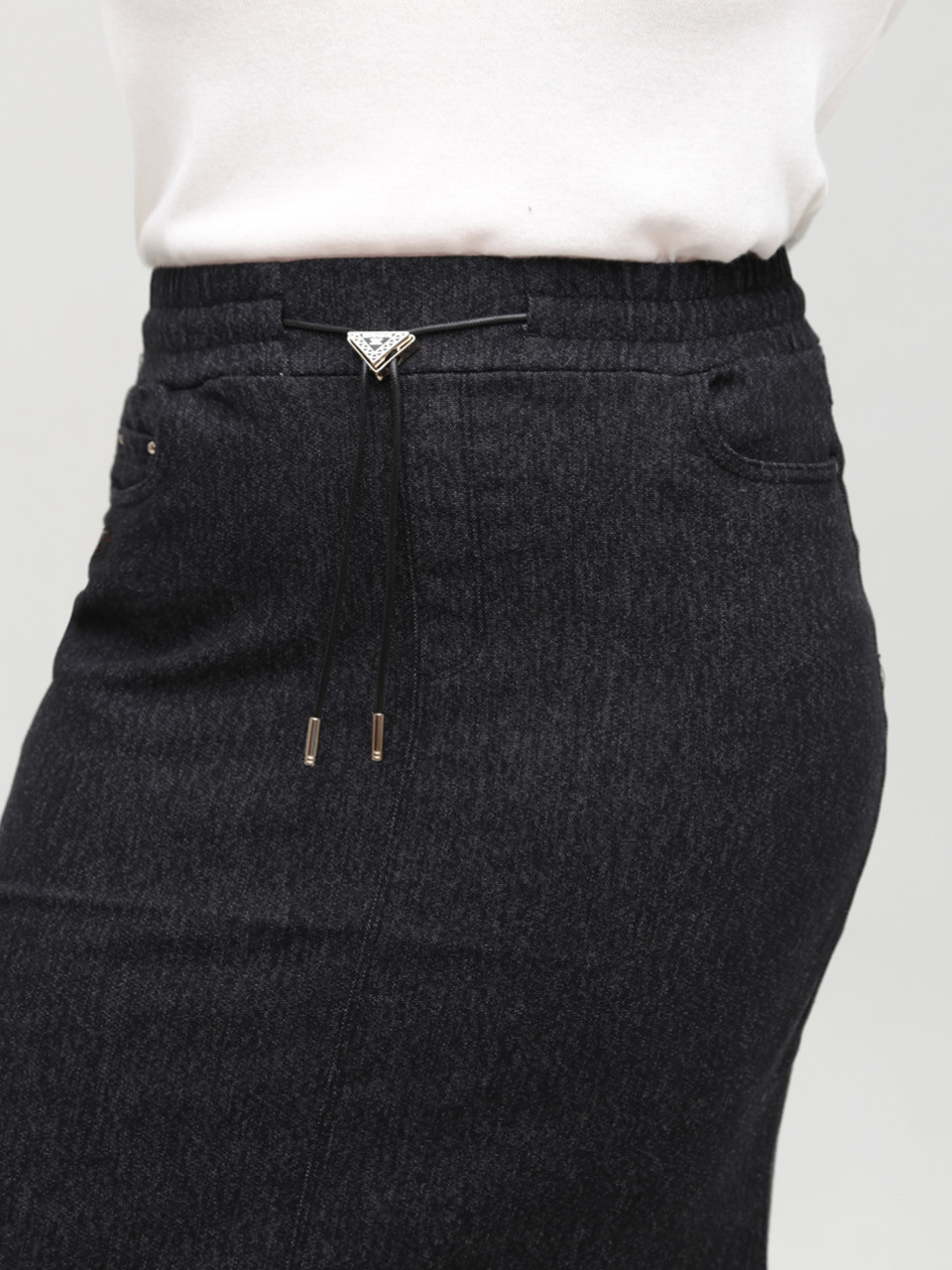 Юбка женская черная пояс на резинке 3156-1