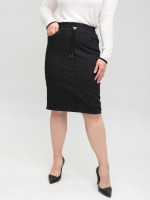 Юбка женская черная пояс на резинке большой размер 3156-B-1
