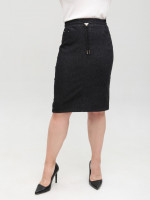 Юбка женская черная пояс на резинке большой размер 3156-B-1