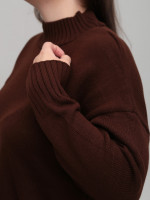 Свитер женский коричневый свободный с горлом 8555-9-Т