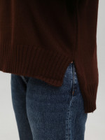 Свитер женский коричневый свободный с горлом 8555-9-Т