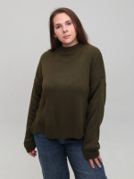 Свитер женский хаки свободный с горлом 10866-8