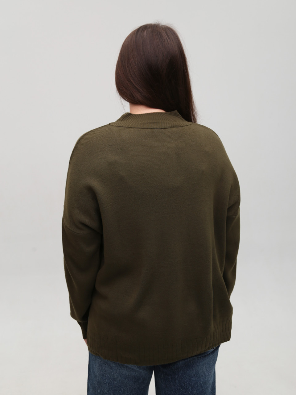 Свитер женский хаки свободный с горлом 10866-8
