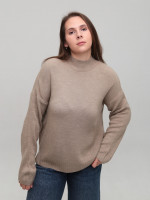 Светр жіночий бежевий вільний з горлом 10866-11