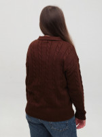 Светр-поло жіночий коричневий з комірцем 8554-9-Т