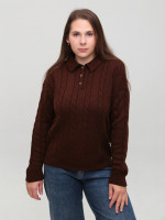 Светр-поло жіночий коричневий з комірцем 8554-9-Т