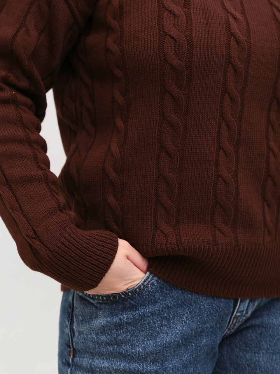 Светр-поло жіночий коричневий з комірцем 8554-9-Т