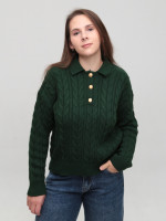 Светр-поло жіночий зелений з комірцем 8530-17-Т
