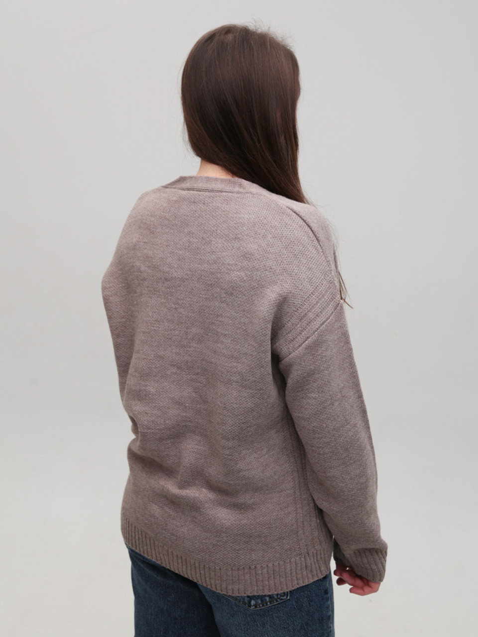 Кардиган женский темно-бежевый оверсайз 8539-11-Т