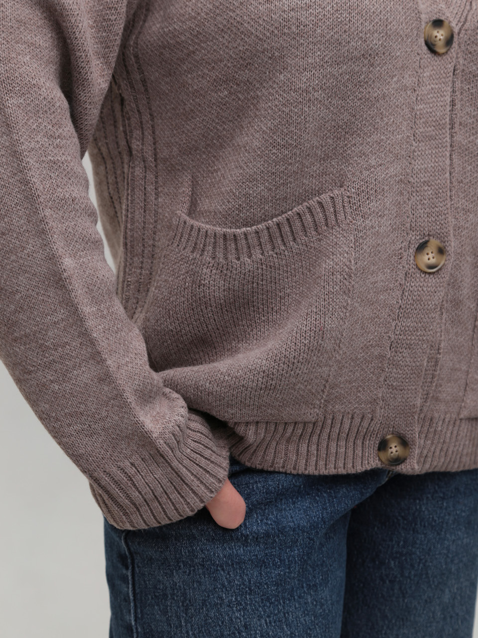 Кардиган женский темно-бежевый оверсайз 8539-11-Т