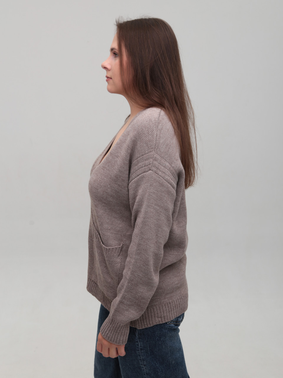 Кардиган женский темно-бежевый оверсайз 8539-11-Т