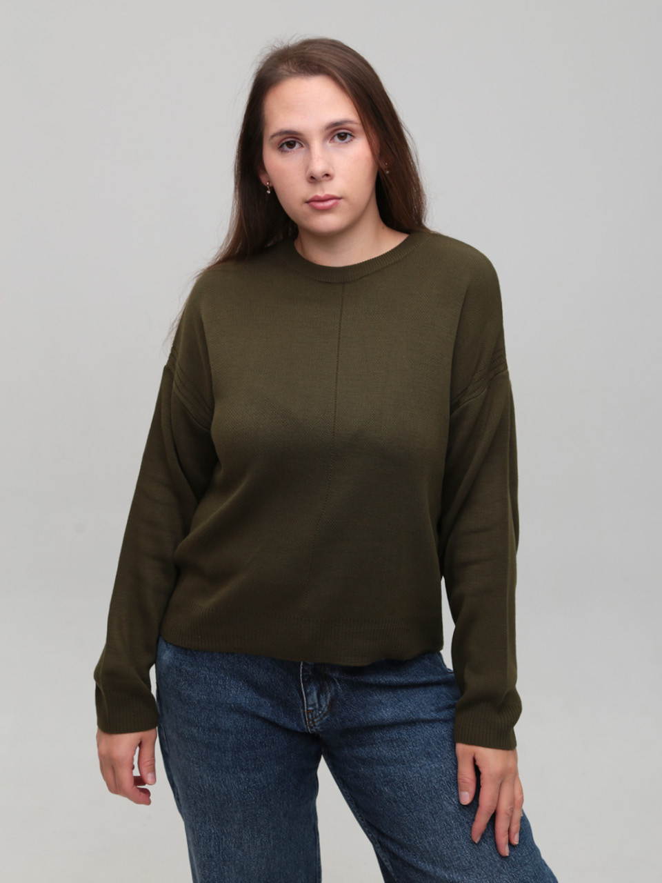 Свитер женский хаки укороченный 12249-8-Т