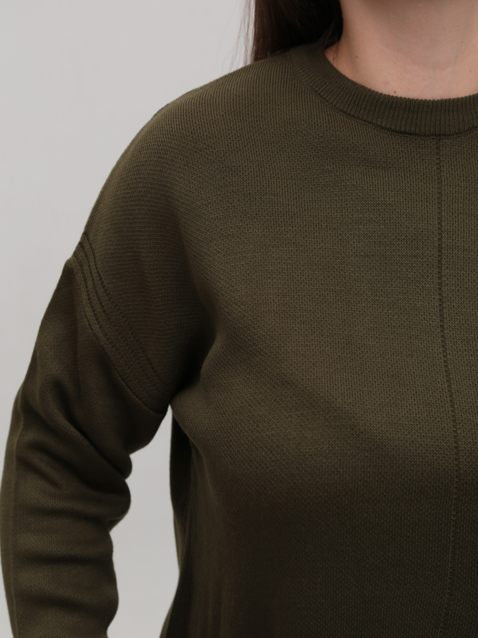 Свитер женский хаки укороченный 12249-8-Т