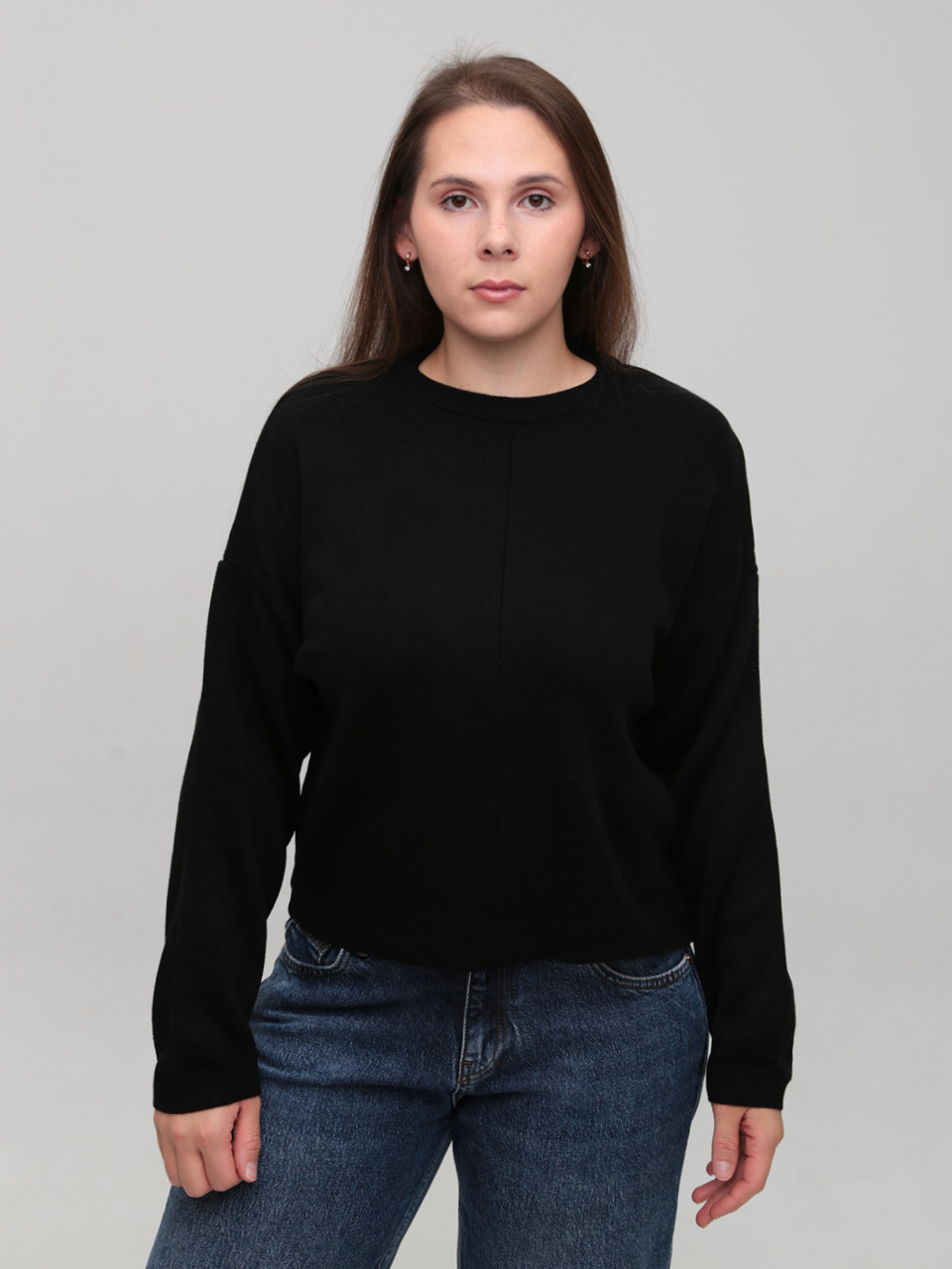 Свитер женский черный укороченный 12249-1-Т