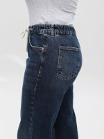 Джинси жіночі широкі темно-сині з резинкою на поясі великі розміри 3241-B-048